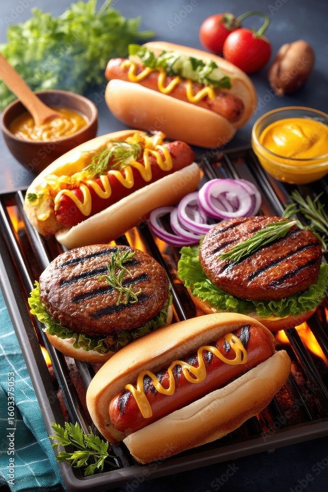 hot dog and burger